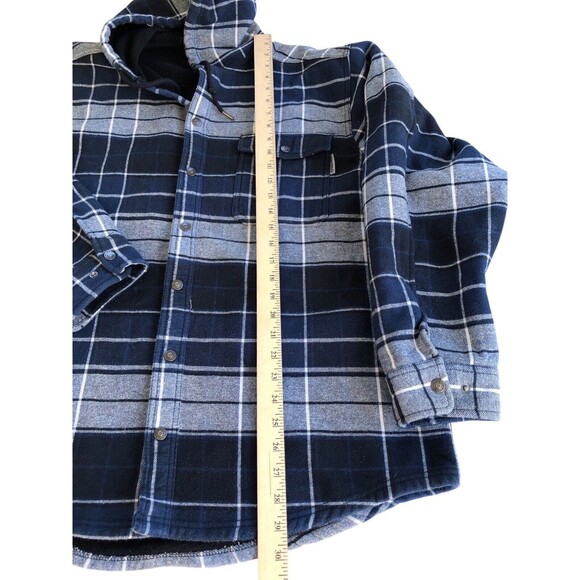 Wolverine DISTRESSED Hoodie XL Plaid Blue Snap Close Long Sleeve Workwear - Picture 6 of 11